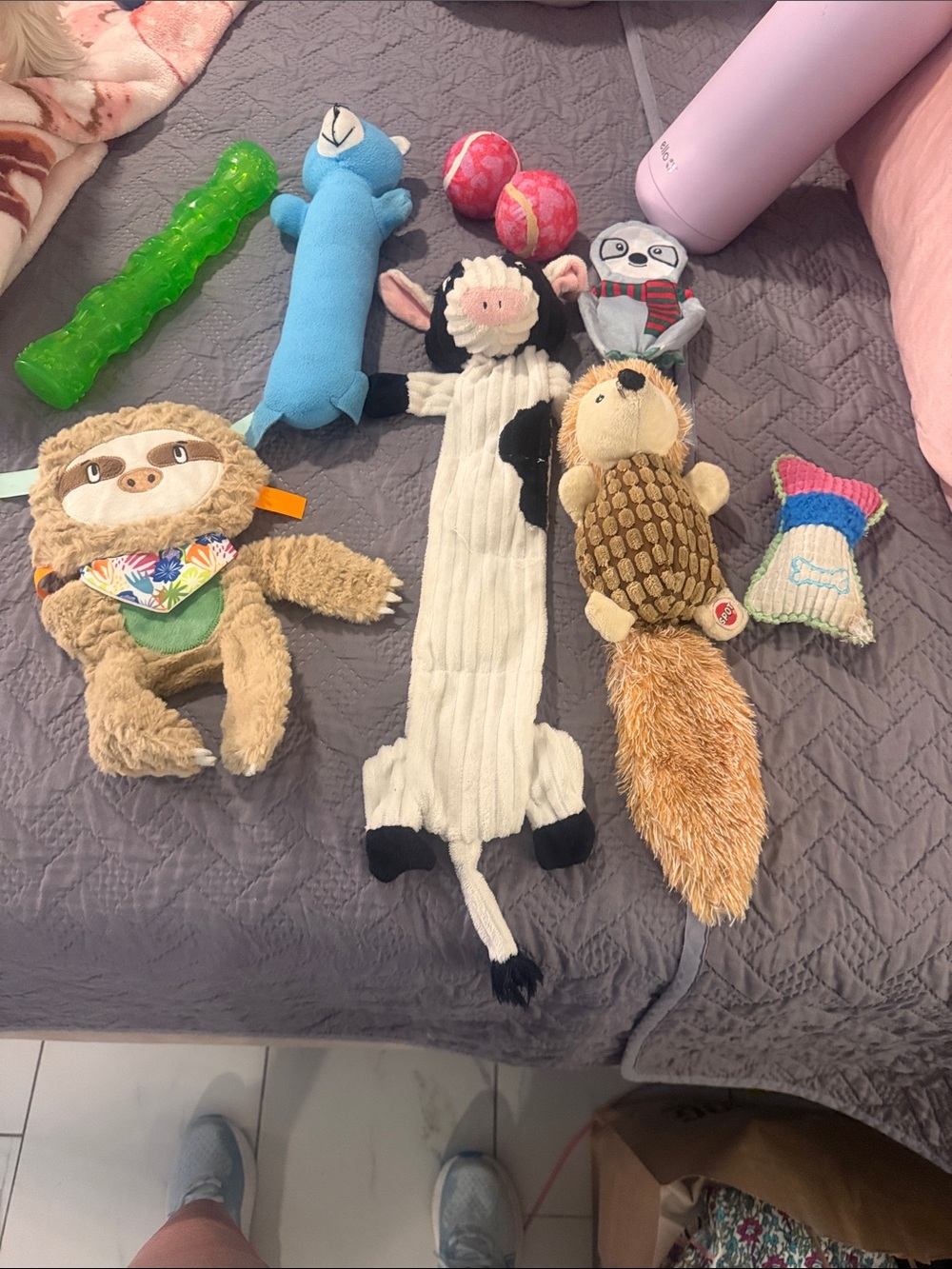 9 bundle Plush Cow Long Squeaky Dog Toy - White & Black toys